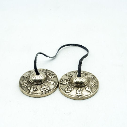 Tibetan Tingsha Meditation Bell - Buddhist Cymbals Yoga Bell Chimes - Super Sound Healing Tool with Eight Auspicious Symbols