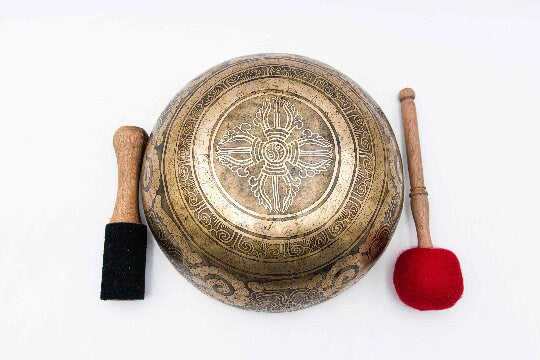 11 inch Tibetan Singing Bowl from Nepal - Best Quality Handmade Singing Bowl for Healing - Spiritual Gulpa Set for Chakra Balancing