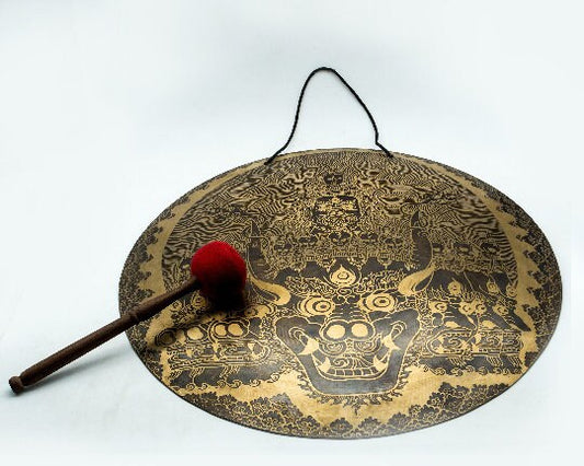 Special Himalayan Gong - Hand carved Large Tibetan Prayer Bell for Meditation and Chakra Balancing