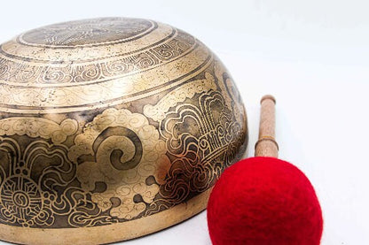 11 inch Tibetan Singing Bowl from Nepal - Best Quality Handmade Singing Bowl for Healing - Spiritual Gulpa Set for Chakra Balancing
