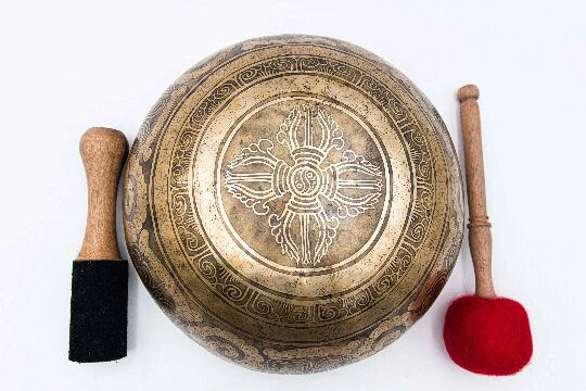 11 inch Tibetan Singing Bowl from Nepal - Best Quality Handmade Singing Bowl for Healing - Spiritual Gulpa Set for Chakra Balancing
