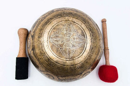 11 inch Tibetan Singing Bowl from Nepal - Best Quality Handmade Singing Bowl for Healing - Spiritual Gulpa Set for Chakra Balancing