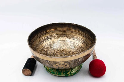 11 inch Tibetan Singing Bowl from Nepal - Best Quality Handmade Singing Bowl for Healing - Spiritual Gulpa Set for Chakra Balancing
