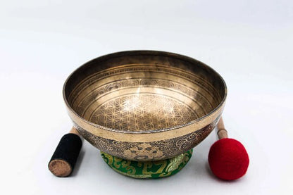 11 inch Tibetan Singing Bowl from Nepal - Best Quality Handmade Singing Bowl for Healing - Spiritual Gulpa Set for Chakra Balancing